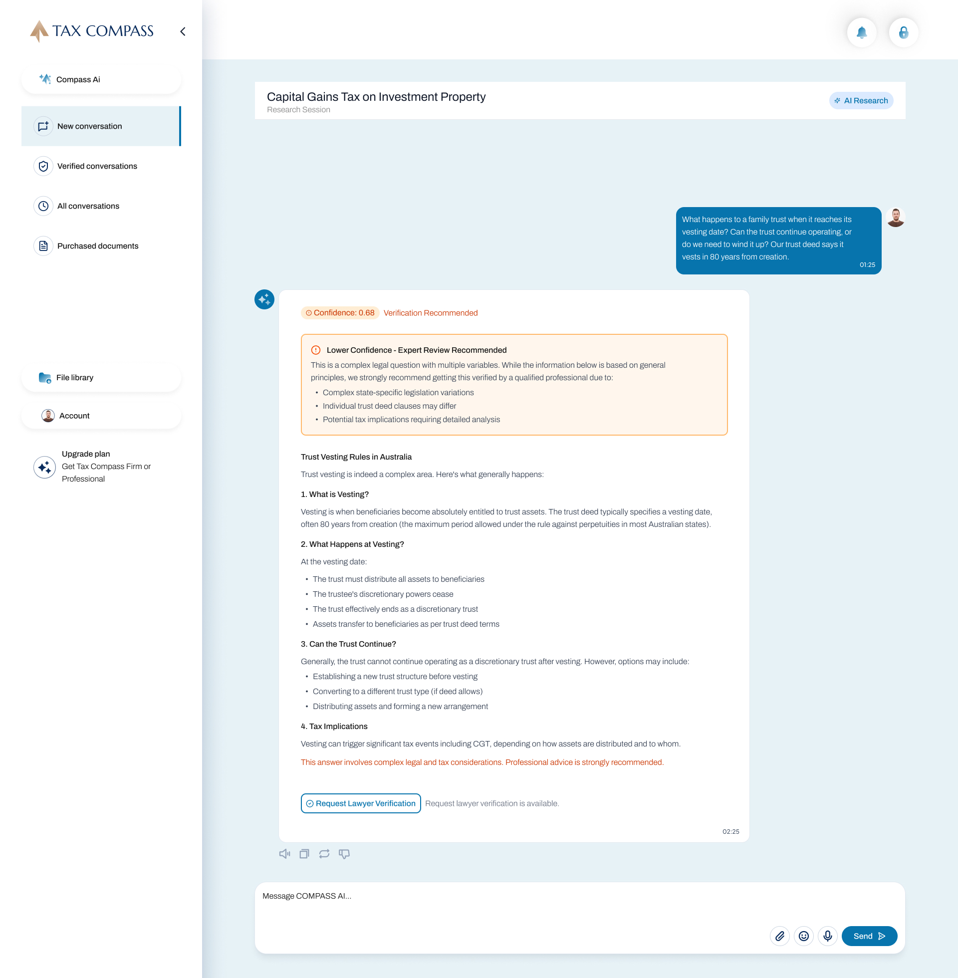 Tax Compass platform — Confidence scoring